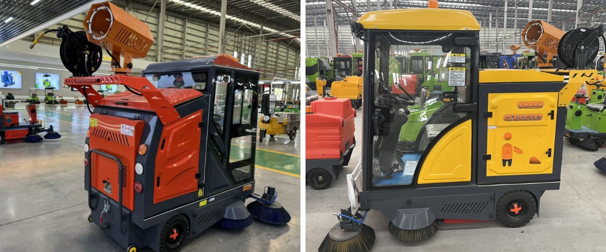 Neue Aufsitzkehrmaschine mit vollständig geschlossener Kabine und Doppellüftersystem – hinterlässt kein Laub Neue Aufsitzkehrmaschine mit vollständig geschlossener Kabine und Doppellüftersystem – hinterlässt kein Laub